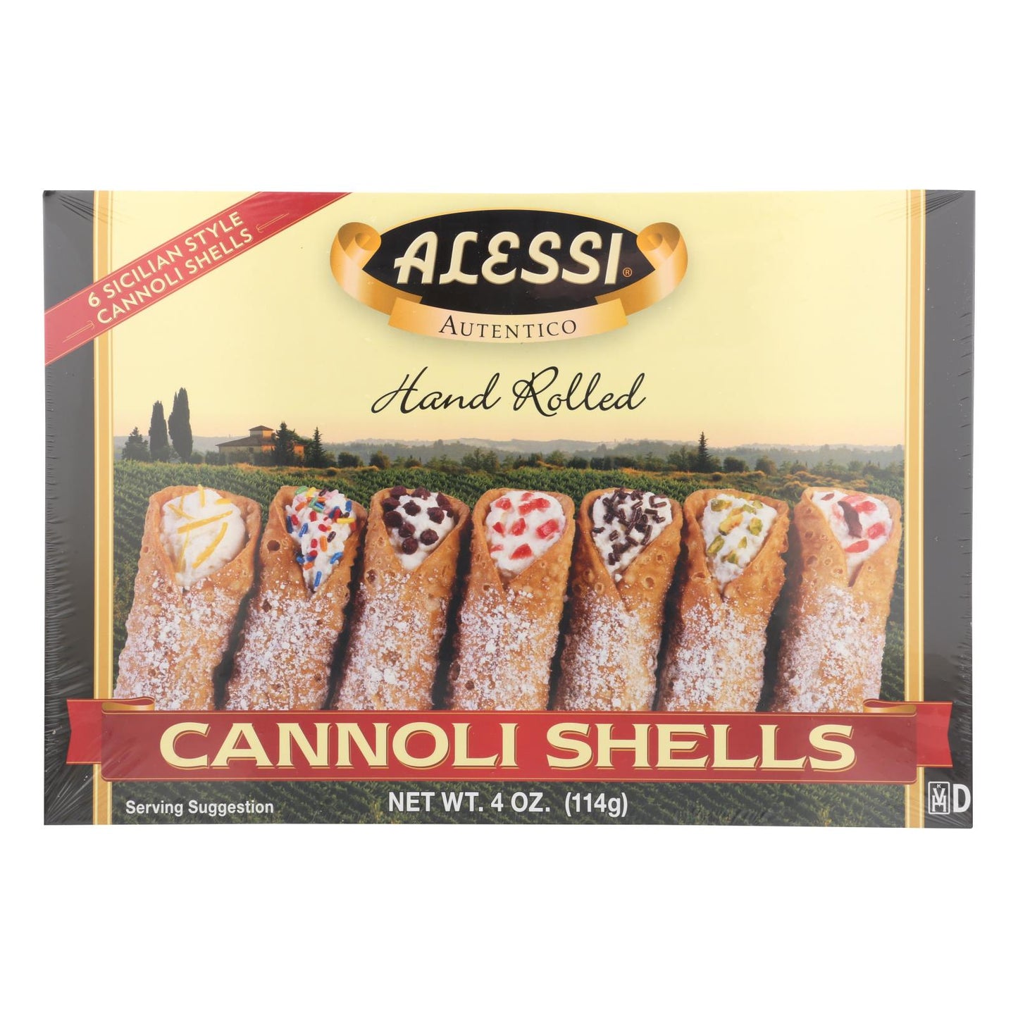 Conchas de cannoli Alessi - Grandes - Caja de 12 - 4 oz.