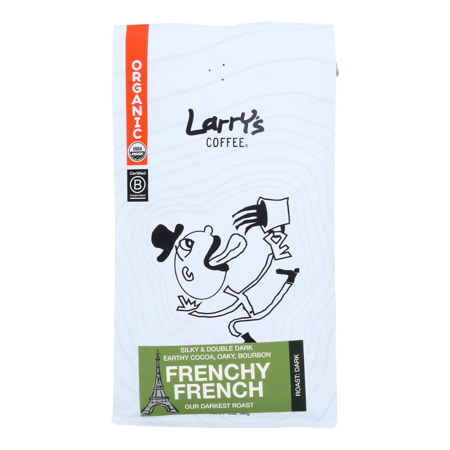 Café tostado oscuro orgánico Frenchy French de Larry's Coffee - Caja de 6 - 12 oz