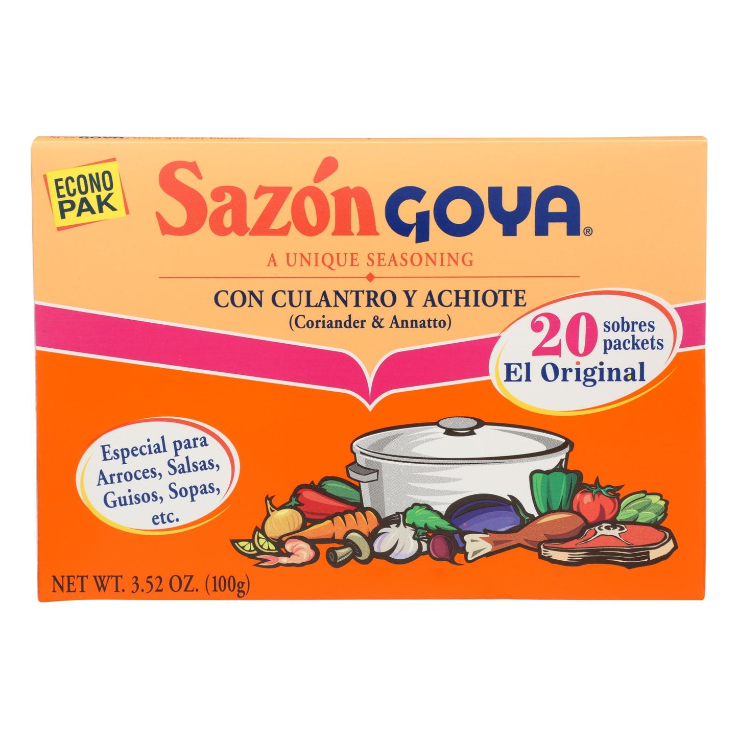 Goya - Sazón Cilantro y Annatto - Caja de 18-3.52 Oz