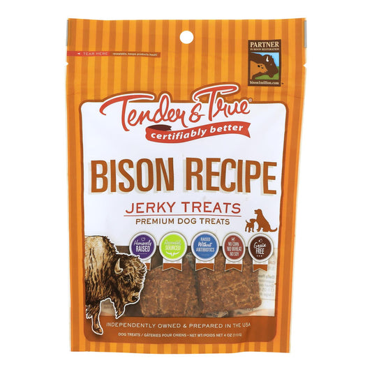 Carne seca tierna y verdadera de bisonte para perros - Caja de 10 - 4 oz