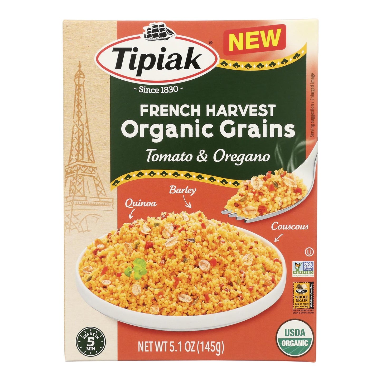 Tipiak - Grains Tom Oregano - 8 盒装 - 5.1 盎司