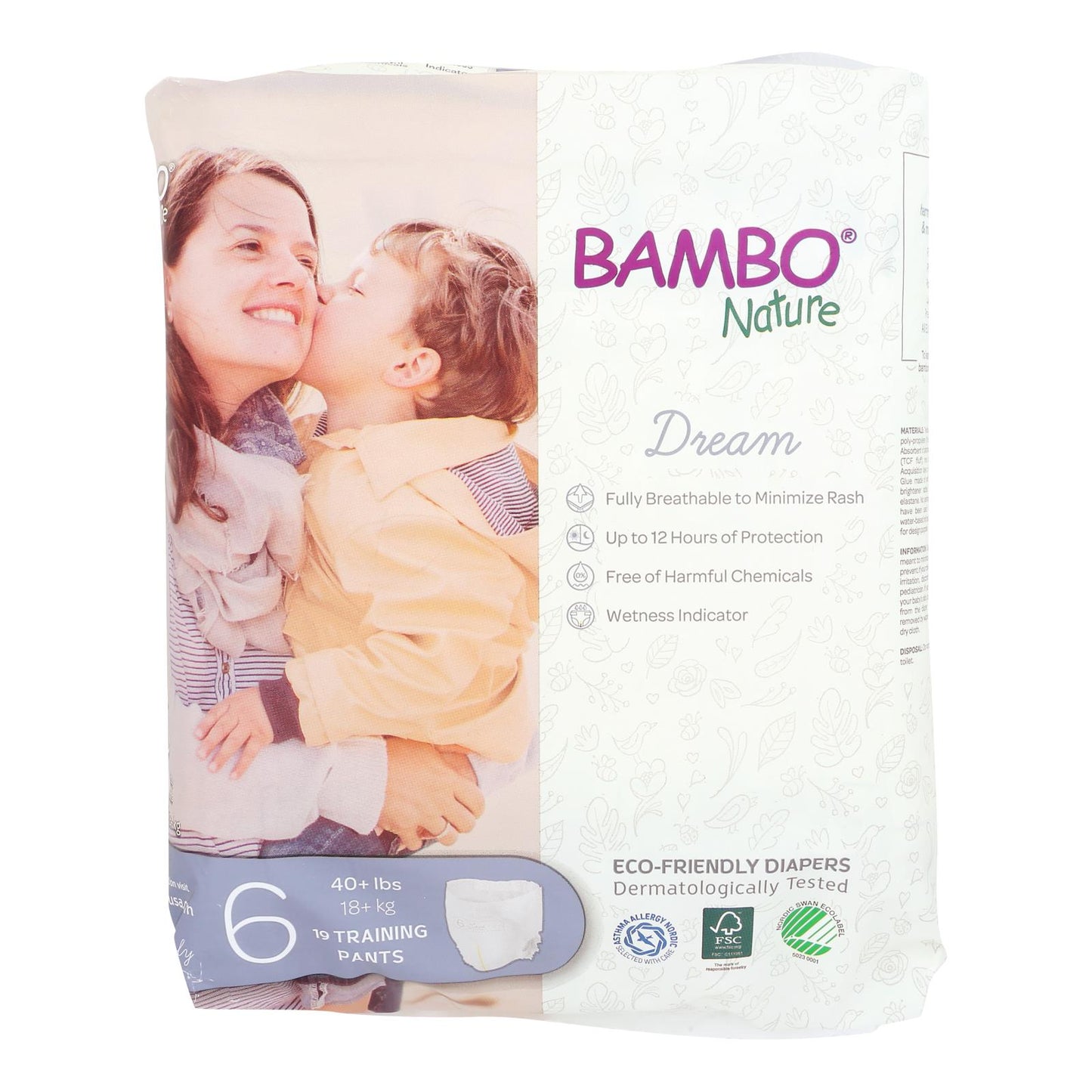 Pantalones de entrenamiento Bambo Nature, talla 6, caja de 5, 19 unidades