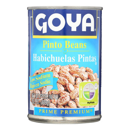 Goya - Frijoles Pintos Bajos en Sal - Caja de 24 - 15.5 Oz