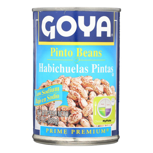Goya - Frijoles Pintos Bajos en Sal - Caja de 24 - 15.5 Oz
