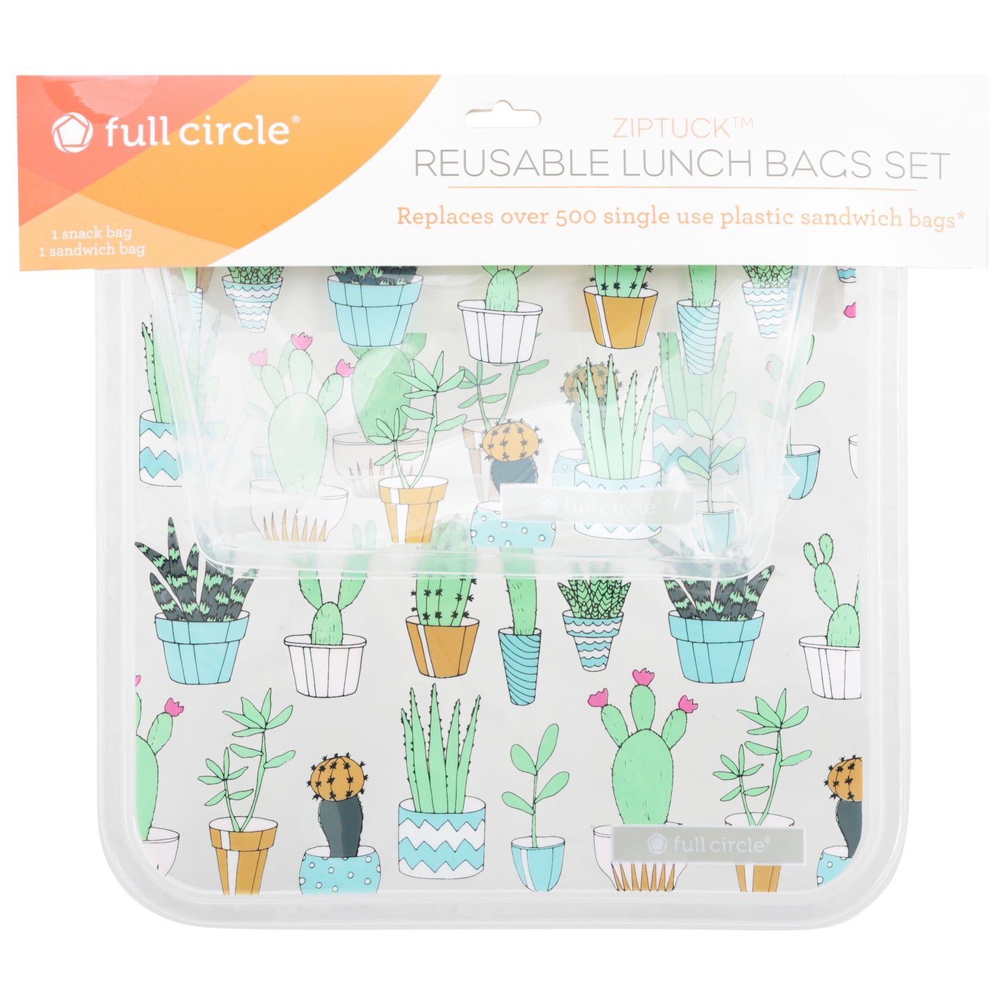 Full Circle Home - Bolsa para el almuerzo con forma de cactus - Caja de 12 - 2 unidades