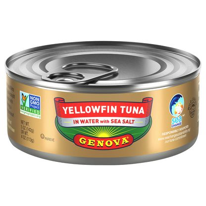 Genova - Atún de aleta amarilla en agua con sal marina - Caja de 12 unidades de 5 oz