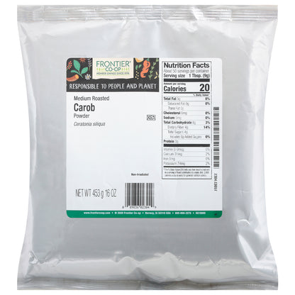 Polvo de algarroba Frontier Herb tostado mediano - Artículo a granel individual - 1 lb
