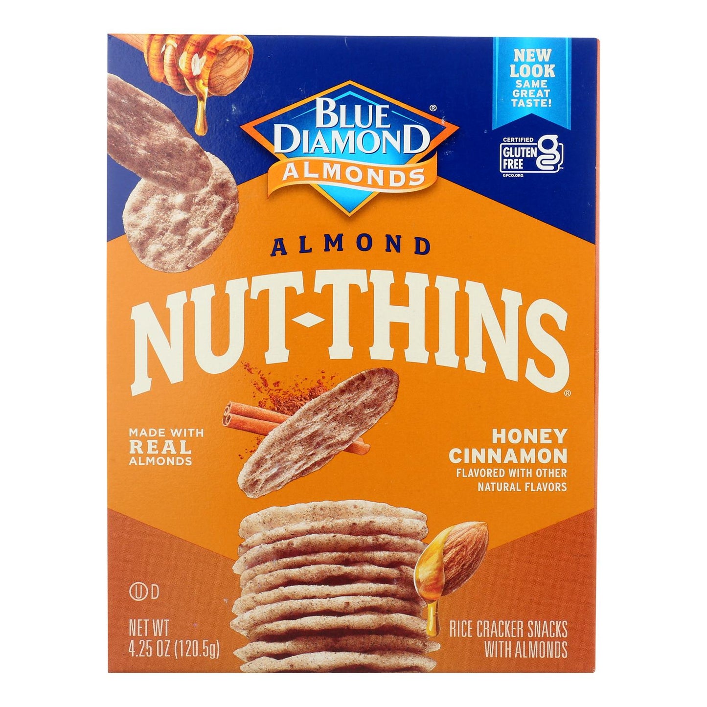 Blue Diamond - Galletas finas de nueces - Miel y canela - Caja de 12 - 4,25 oz.