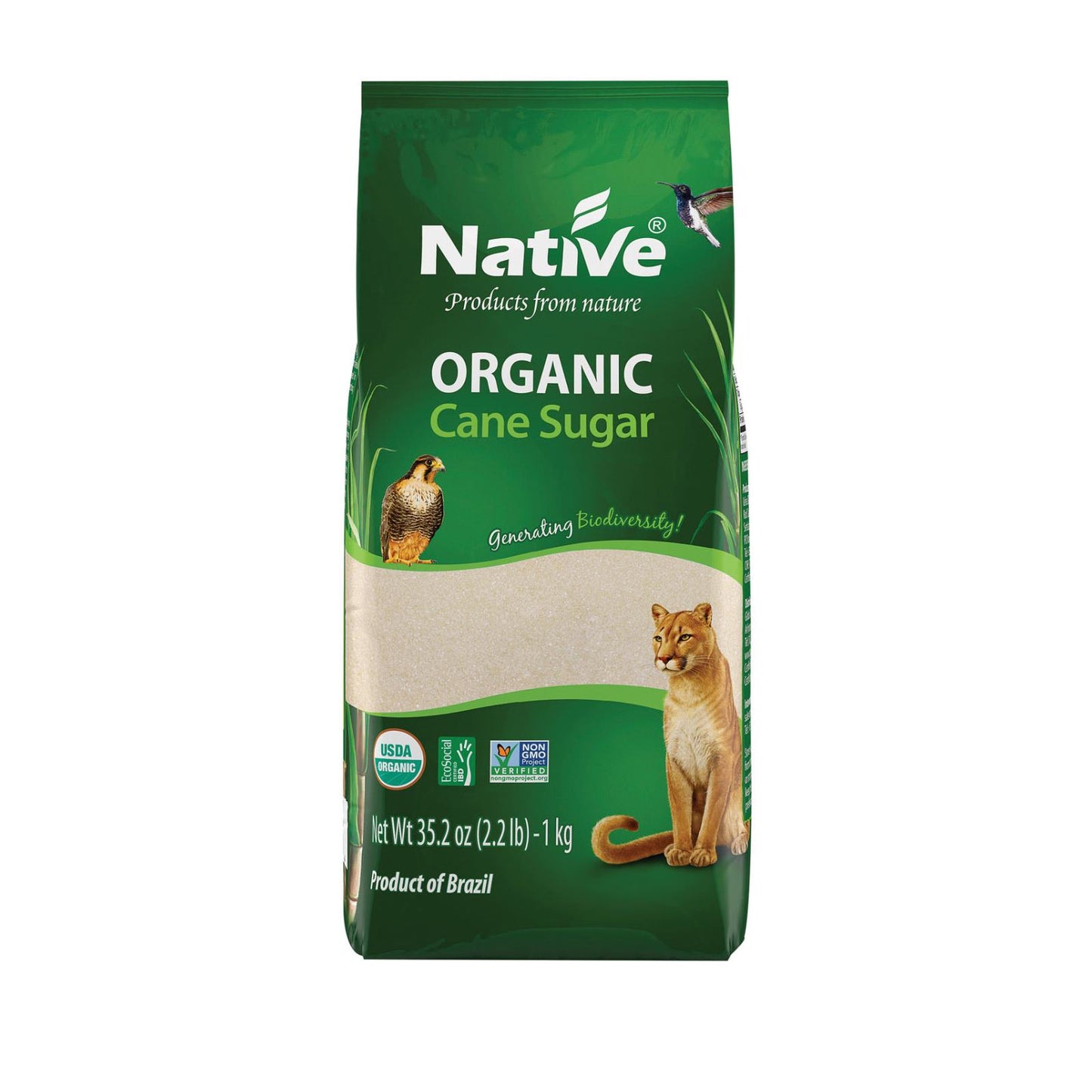 Azúcar de caña cristal blanco orgánico nativo - Caja de 12 - 2,2 libras.