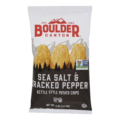 Boulder Canyon - Papas fritas - Sal marina y pimienta molida - Caja de 12 - 5 oz.