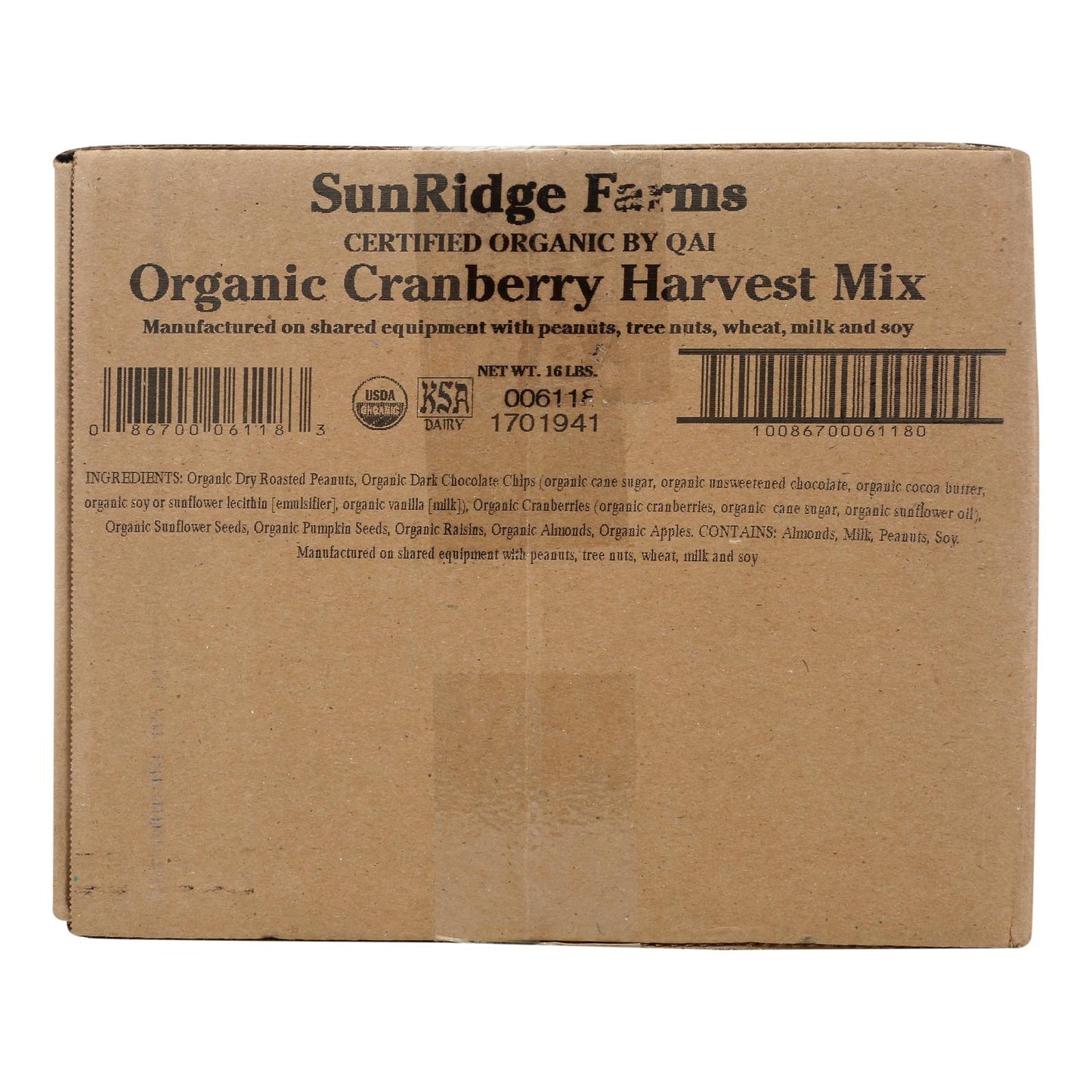 Sunridge Farms 有机蔓越莓收获混合物 - 16 磅