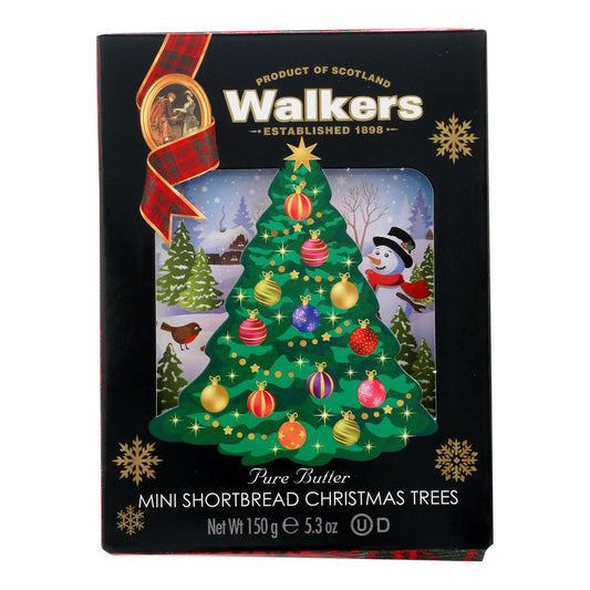 Galletas de mantequilla en miniatura con forma de arbolito navideño de Walkers Pure Butter (caja de 10) - 5,3 oz