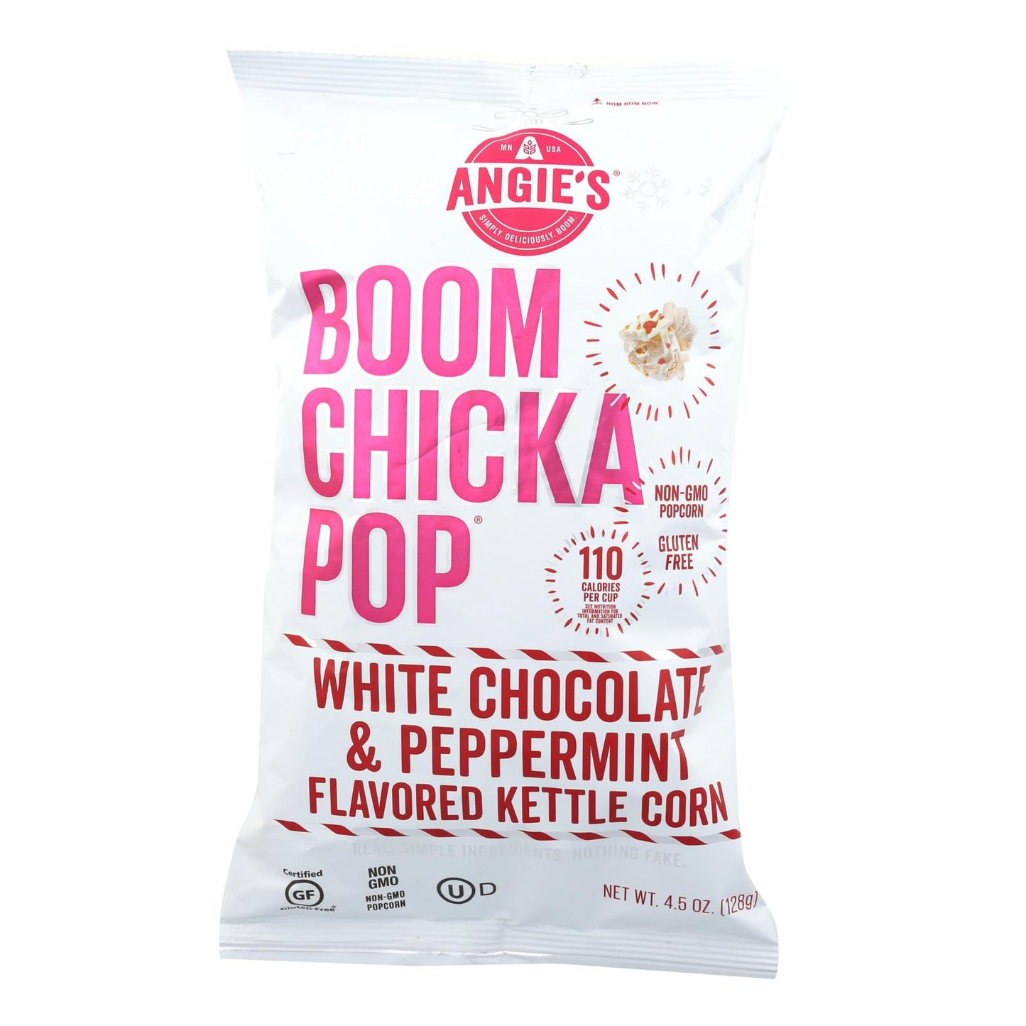 Angie's Kettle Corn  White Chocolate And Peppermint - Case Of 12 - 4.5 Oz