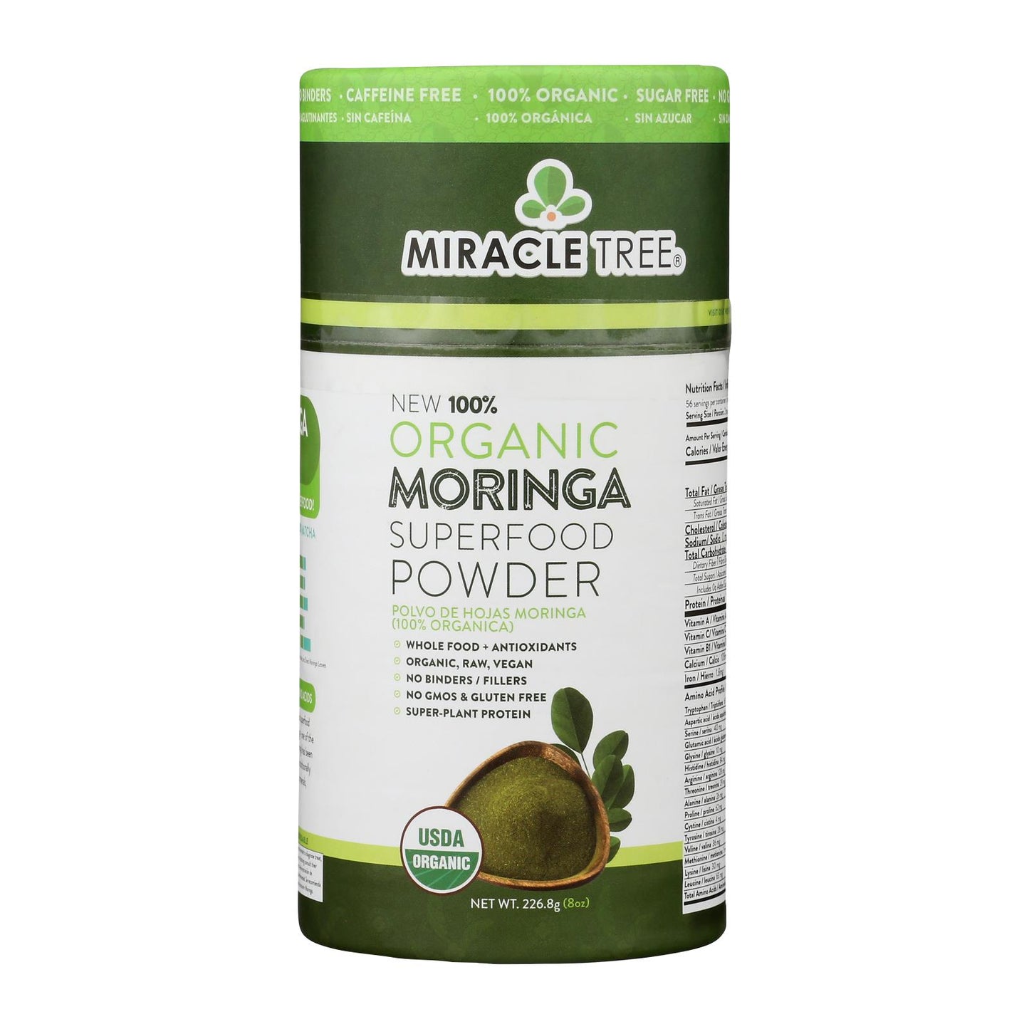 Miracle Tree - Moringa en polvo orgánica - Caja de 6 - 8 oz