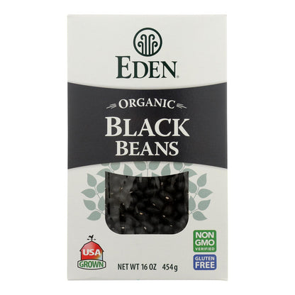 Frijoles negros secos orgánicos Eden - Caja de 12 - 16 oz