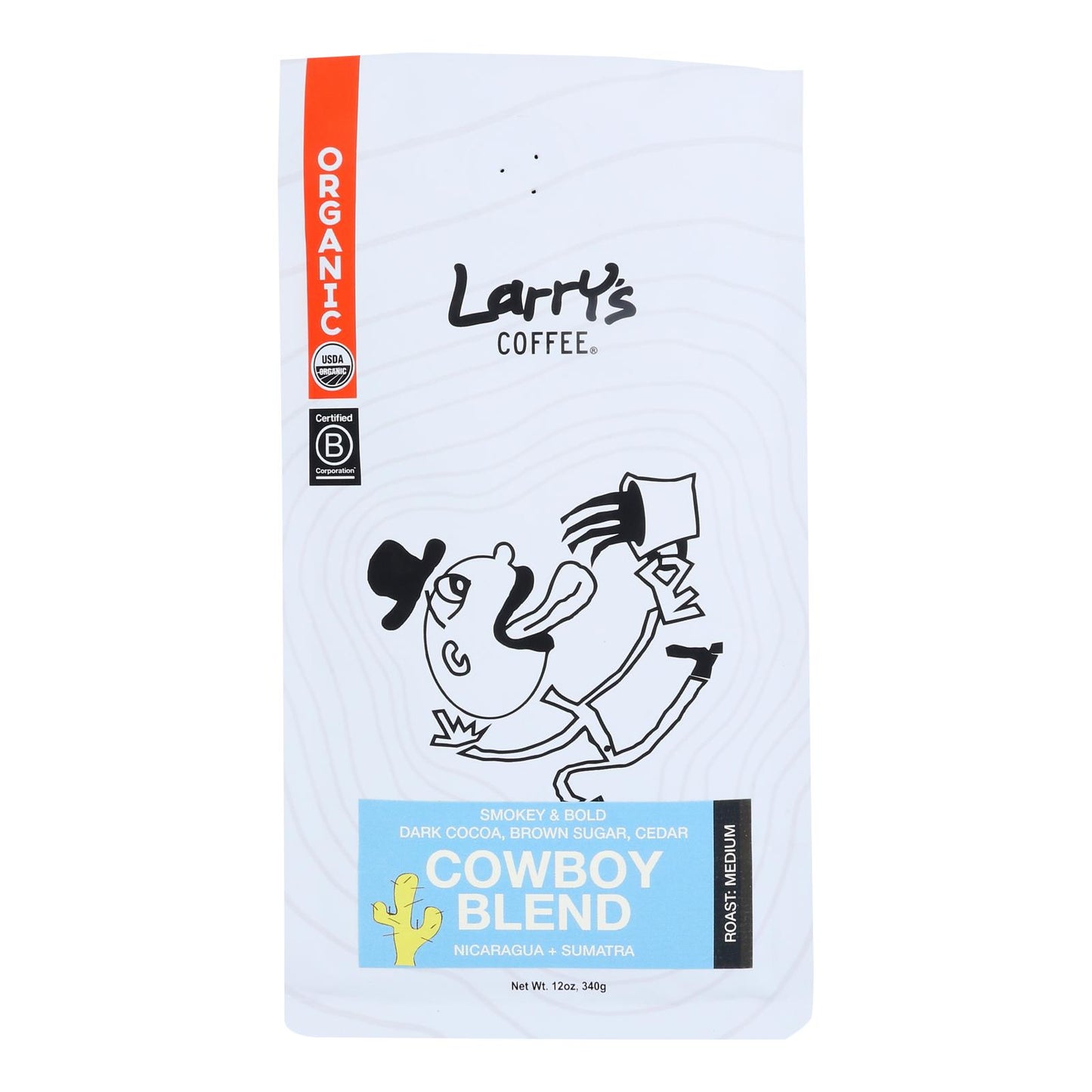 Larry's Coffee Cowboy 全豆咖啡混合物 - 6 盒装 - 12 盎司