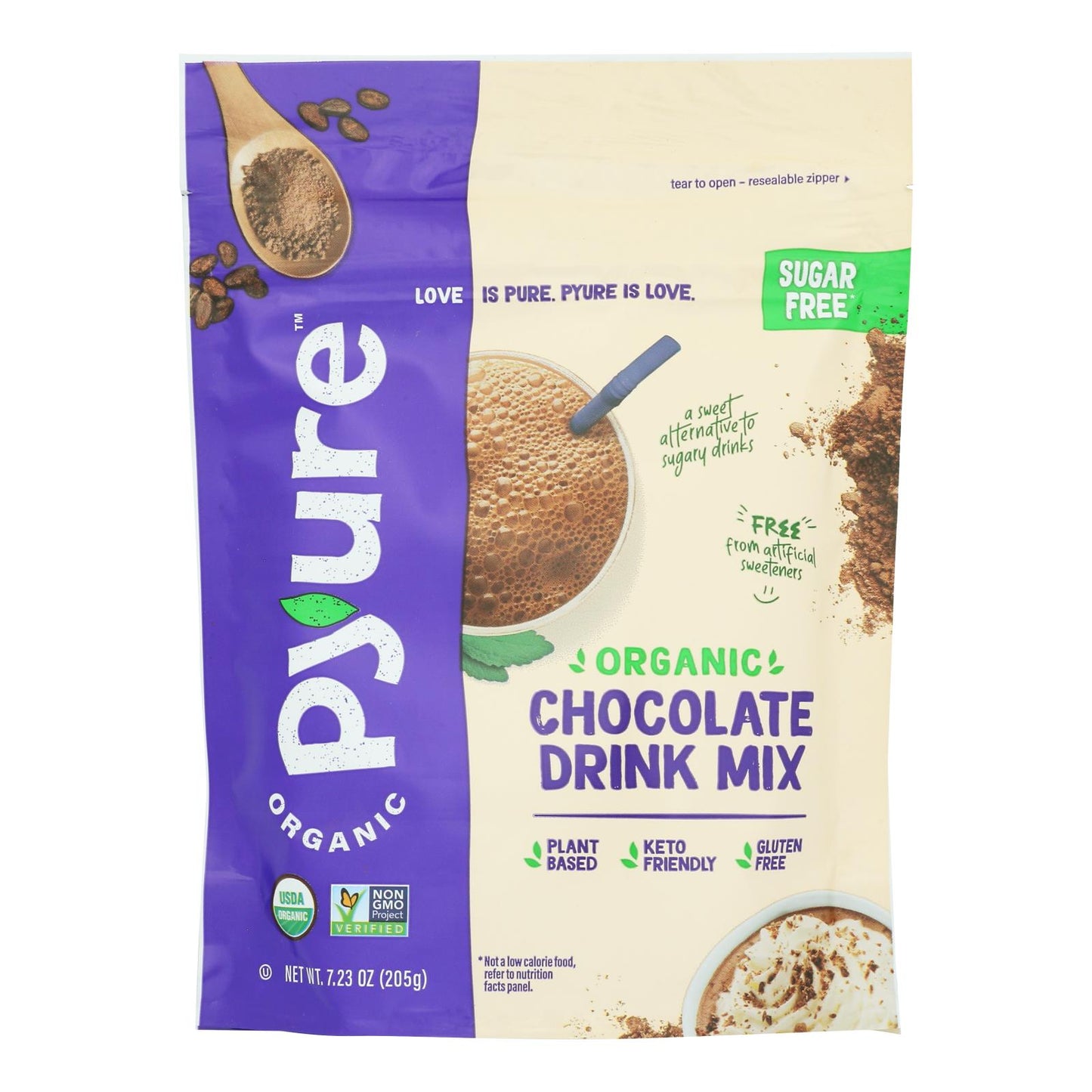 Pyure - Mezcla para bebida de chocolate sin azúcar - Caja de 6 a 7,23 oz