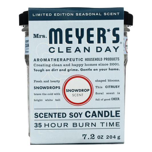 Mrs. Meyer's Clean Day - Vela de soja Snow Drop - Caja de 6 a 7,2 oz