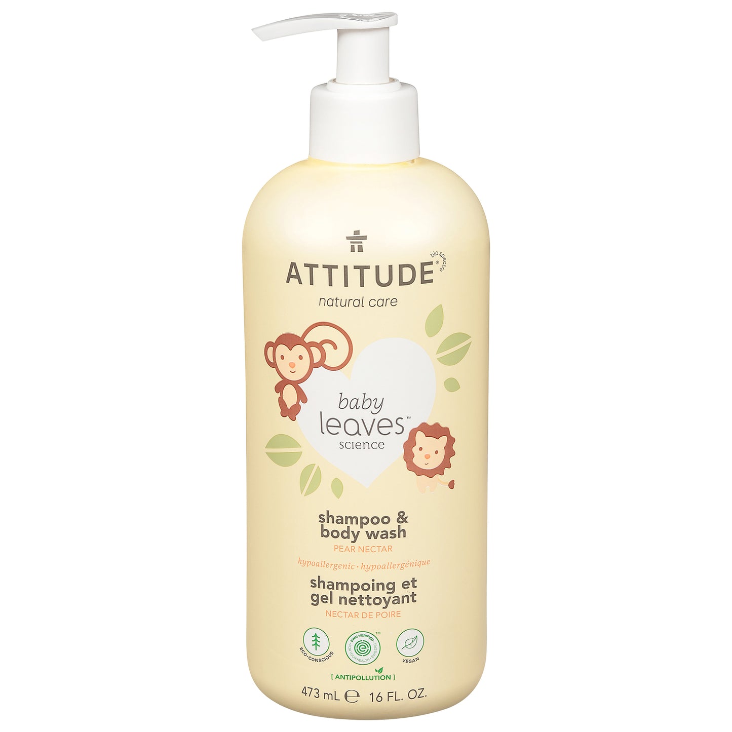 Attitude - Jabón líquido para bebés 2 en 1 de Nctr - 1 unidad de 1 a 16 oz