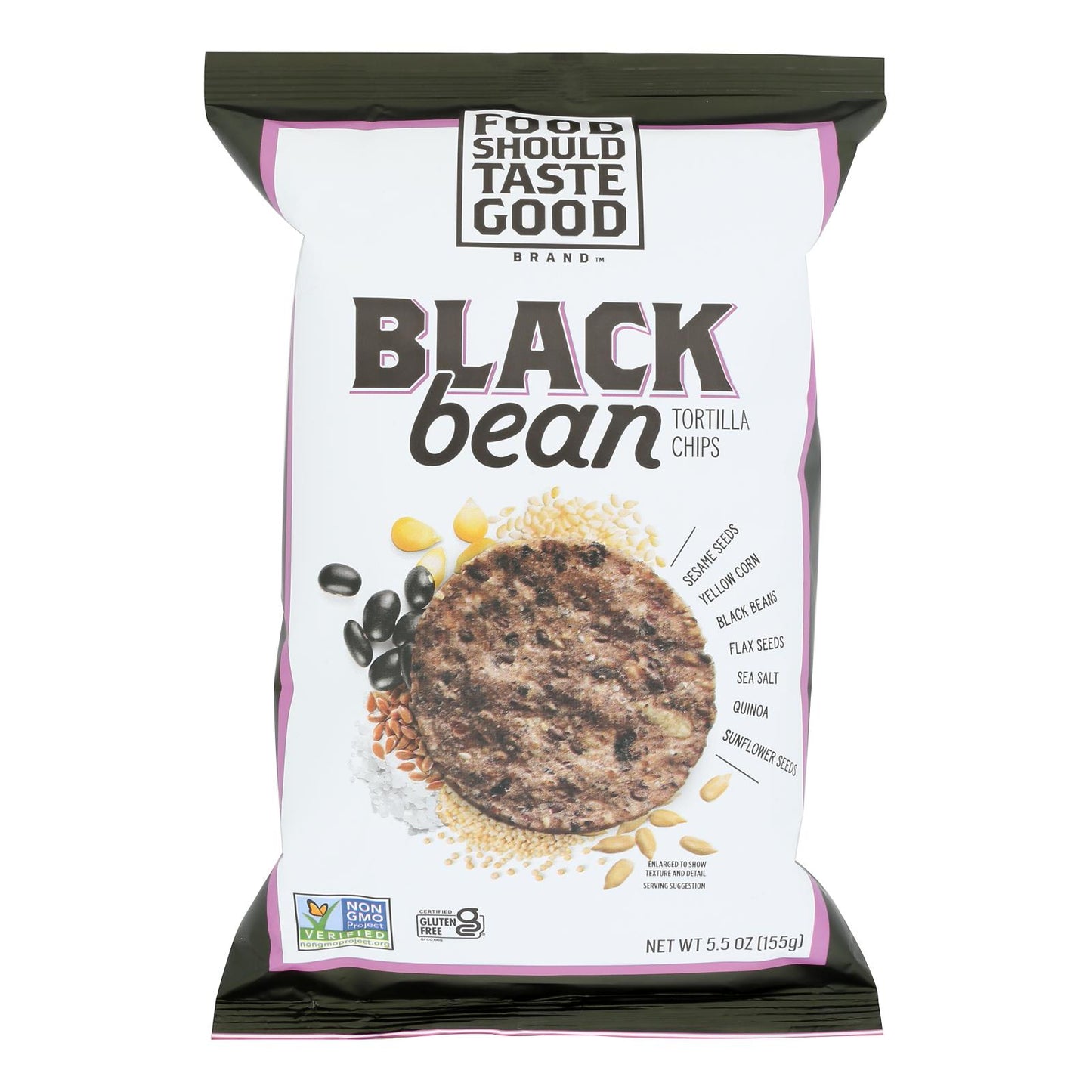 La comida debe tener buen sabor Chips de frijoles multigrano (frijoles negros) - Caja de 12 - 5,5 oz