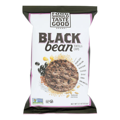 La comida debe tener buen sabor Chips de frijoles multigrano (frijoles negros) - Caja de 12 - 5,5 oz
