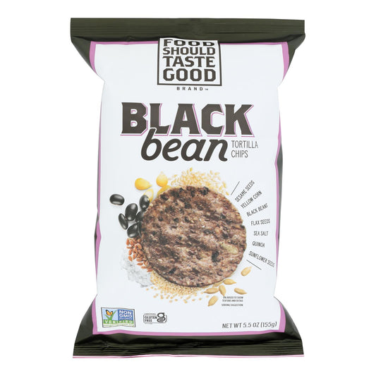 La comida debe tener buen sabor Chips de frijoles multigrano (frijoles negros) - Caja de 12 - 5,5 oz