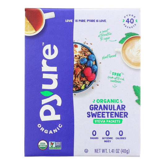 Edulcorante granulado de stevia orgánica de la marca Pyure - Caja de 6 - 1,41 oz