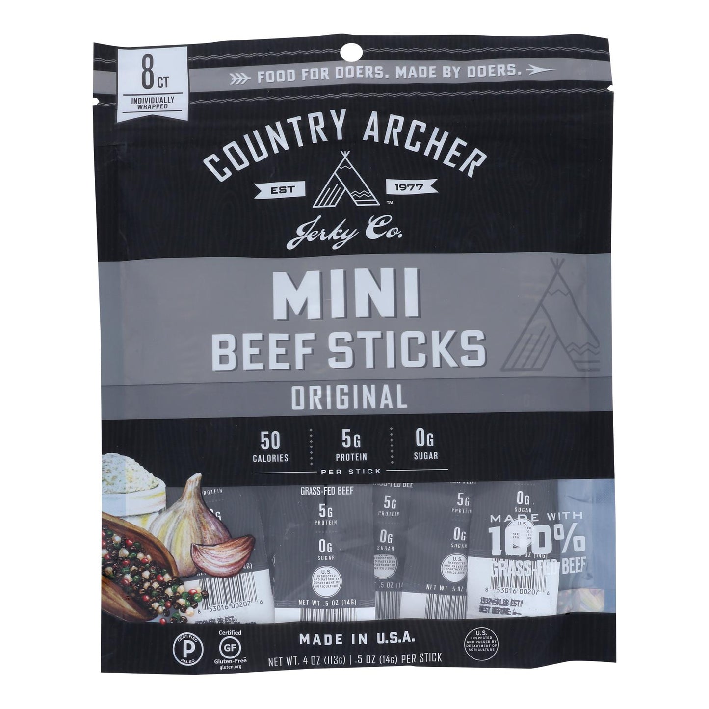 Country Archer - Minibarritas de carne de res - Caja de 10 - 4 oz