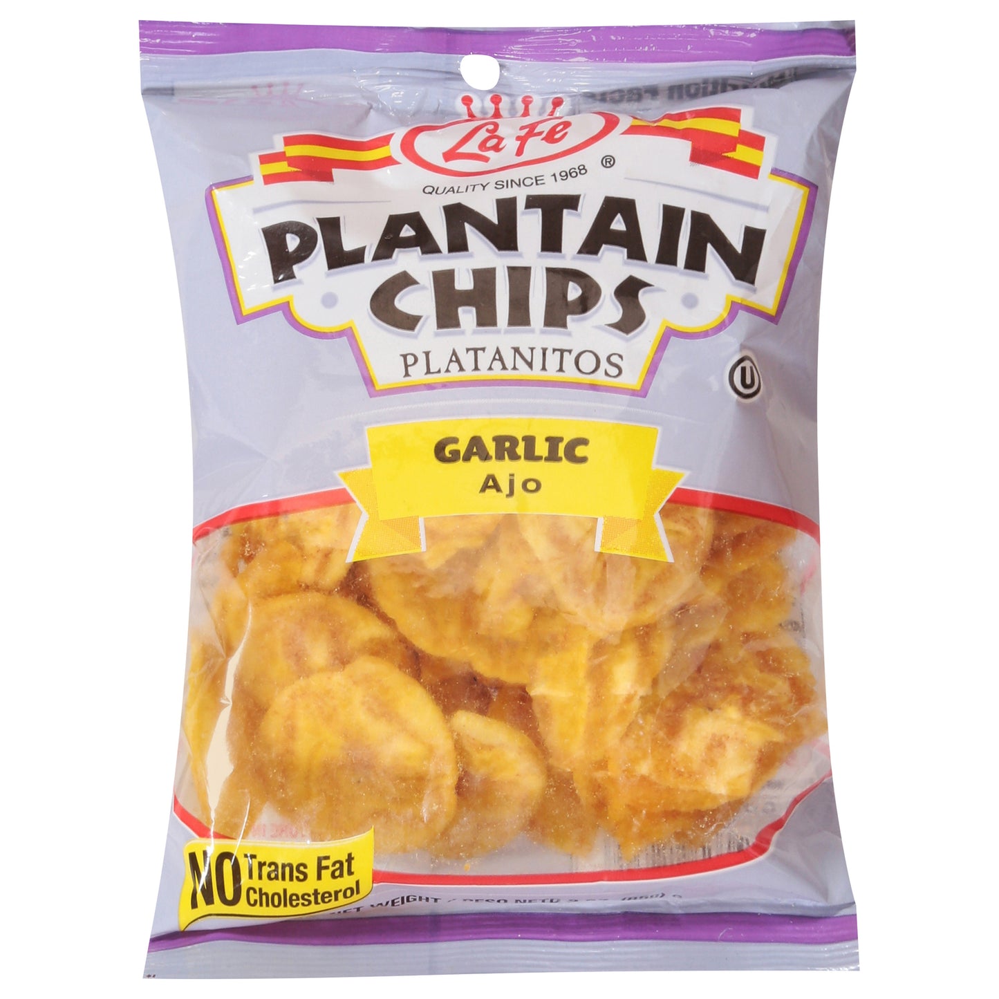 La Fe - Chips de plátano con ajo - Caja de 24 - 3 oz