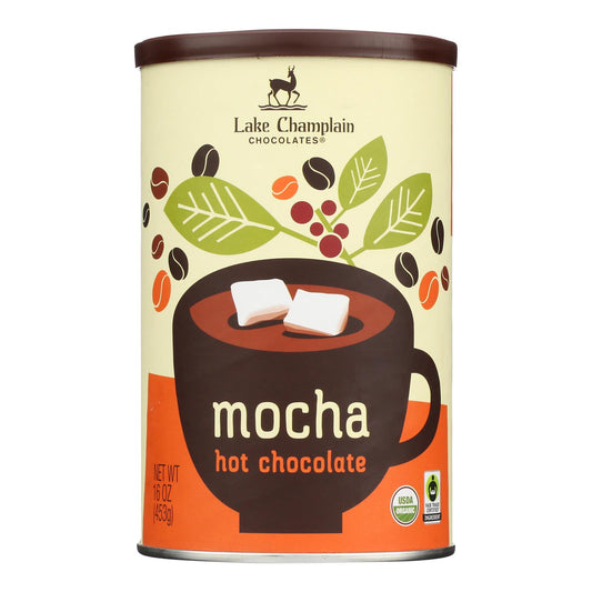 Mezcla para chocolate caliente moca de Lake Champlain Chocolates, café mexicano orgánico con cacao intenso - Caja de 6 unidades de 16 oz