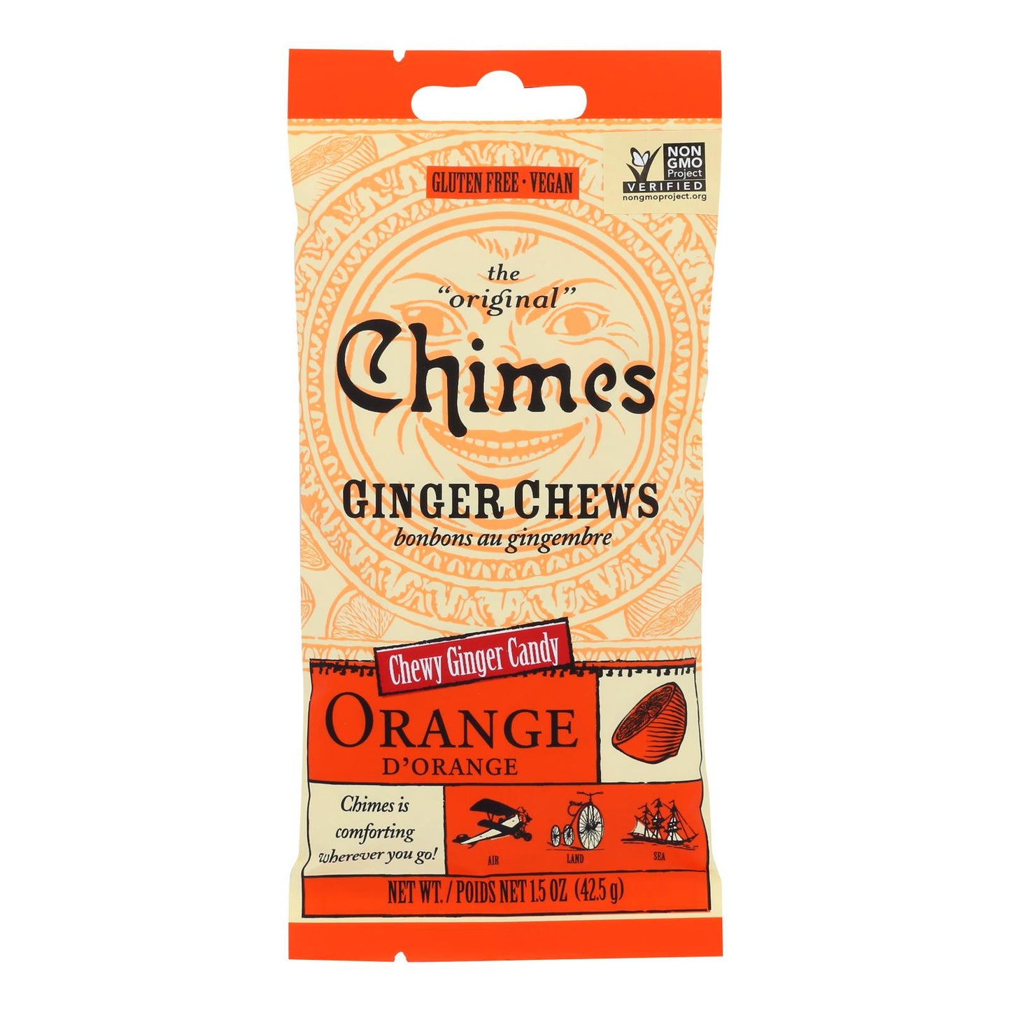 Chimes - Masticables de jengibre - Naranja cítrica - 1.5 oz - Caja de 12