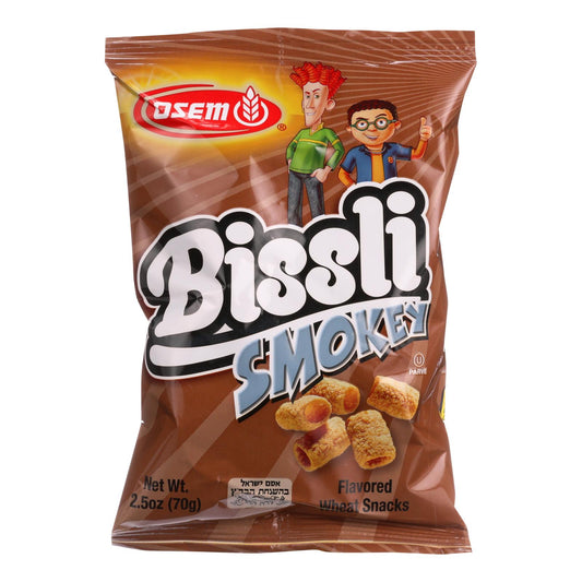 Bocadillos de trigo con sabor ahumado Osem Bissli - Caja de 24 - 2,5 oz