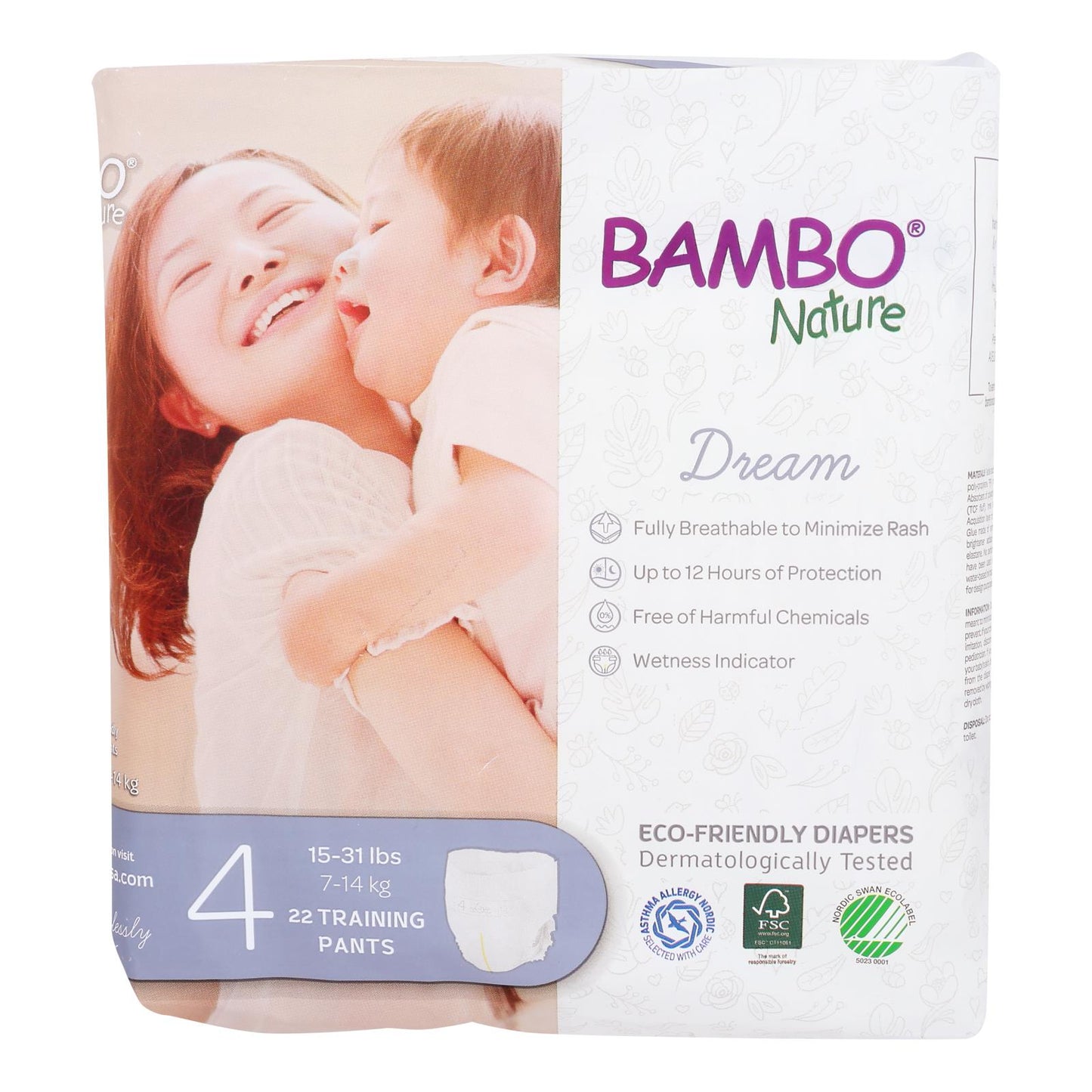 Bambo Nature - Pantalones de entrenamiento talla 4, 15-31 libras, caja de 5, 22 unidades