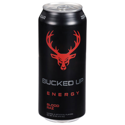 Bucked Up - Bebida energética Blood Raz - Caja de 12 a 16 oz