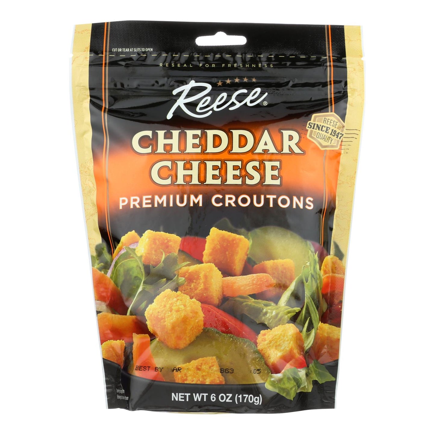 Crutones Reese Premium - Queso Cheddar - Caja de 12 - 6 Oz.