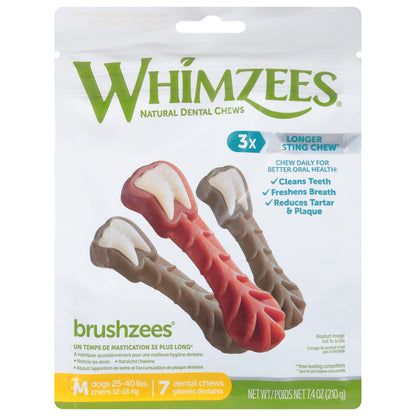 Whimzees - Golosinas dentales medianas, 7 unidades, caja de 4 unidades, 7,4 oz