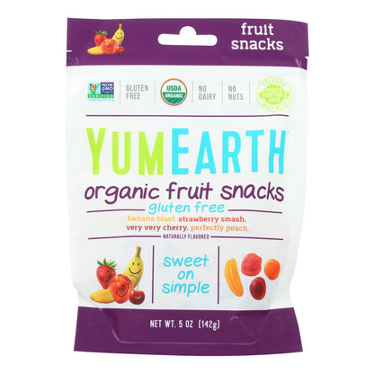 Yumearth Organics - Snack de fruta orgánica - 4 sabores - Caja de 6 - 5 oz.