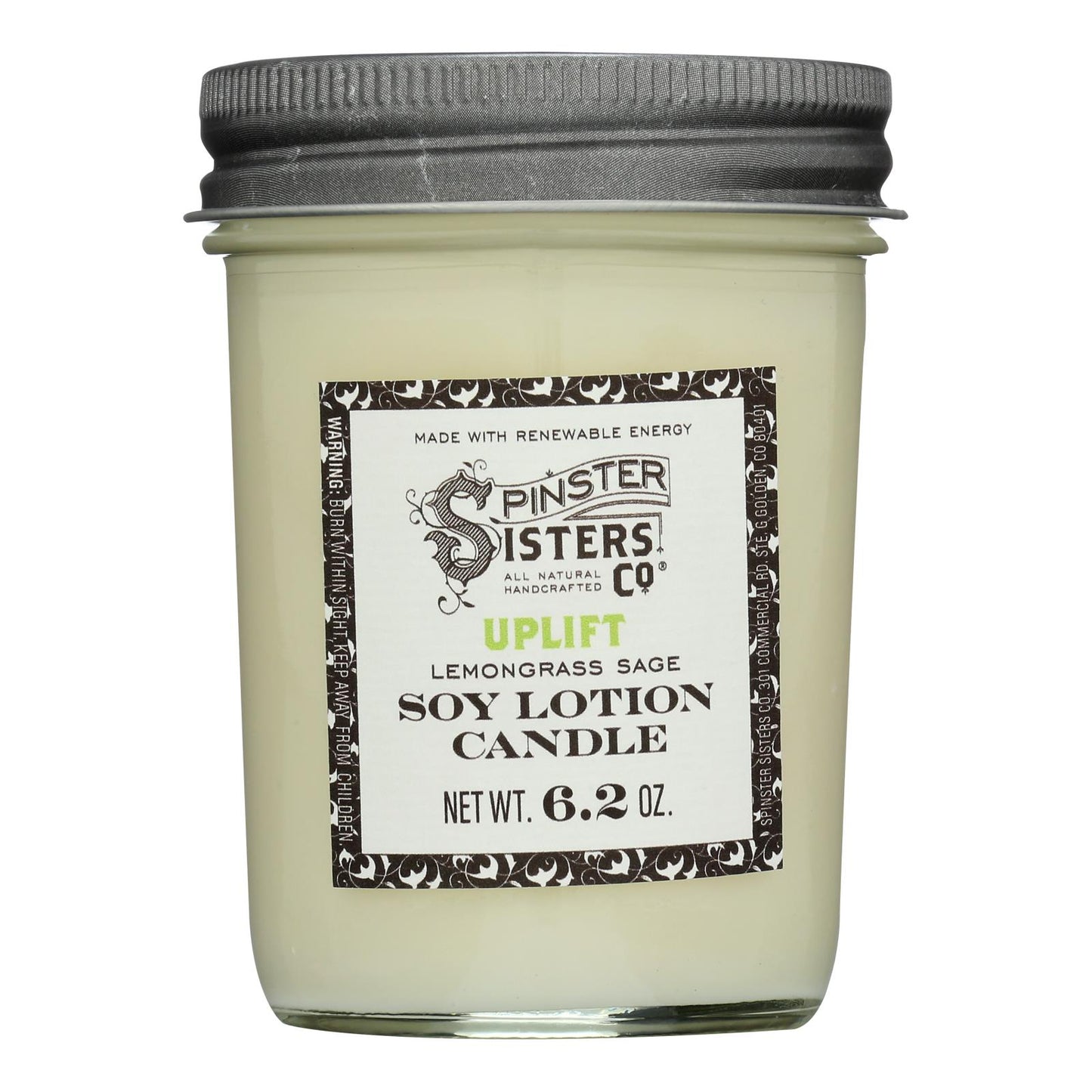 Vela de aromaterapia para el cuerpo de Spinster Sisters Co., Uplift, caja de 4, 6,2 oz