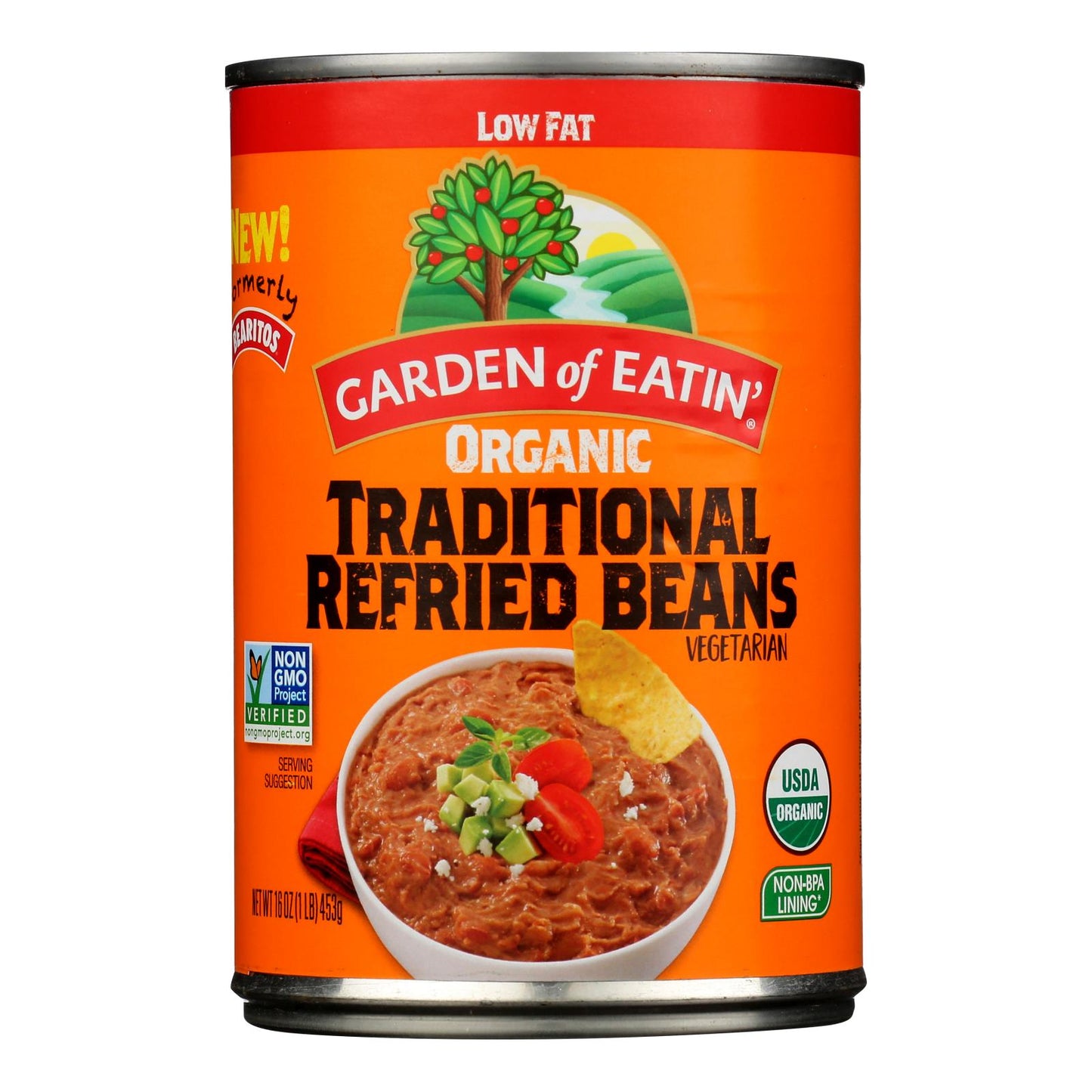 Garden Of Eatin' - Frijoles Refritos Tradicionales Bajos en Grasa - Caja de 12 a 16 Oz