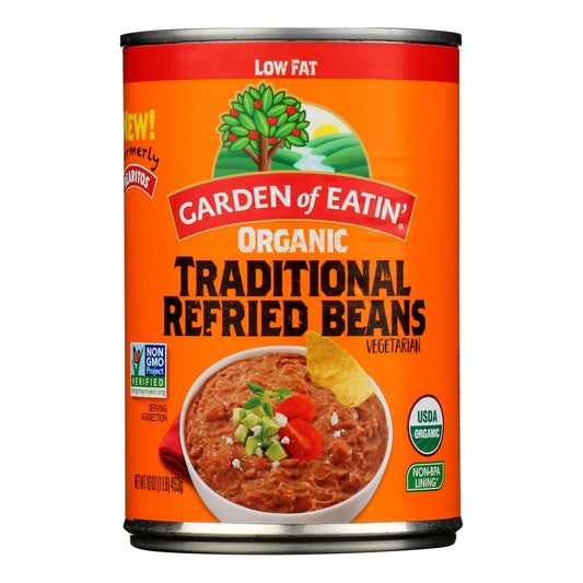 Garden Of Eatin' - Frijoles Refritos Tradicionales Bajos en Grasa - Caja de 12 a 16 Oz