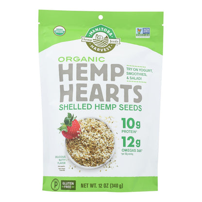 Corazones de cáñamo orgánicos certificados de Manitoba Harvest, semillas de cáñamo sin cáscara, caja de 6, 12 oz