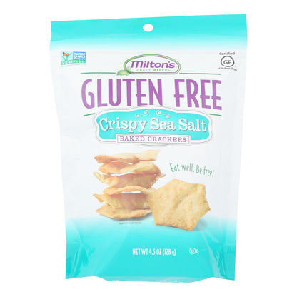 Galletas horneadas sin gluten Miltons - Sal marina crujiente - Caja de 12 - 4.5 oz.