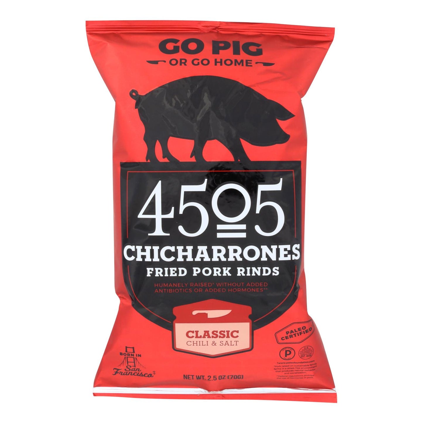 4505 - 猪皮 - Chicharones - 辣椒 - 盐 - 12 盒装 - 2.5 盎司