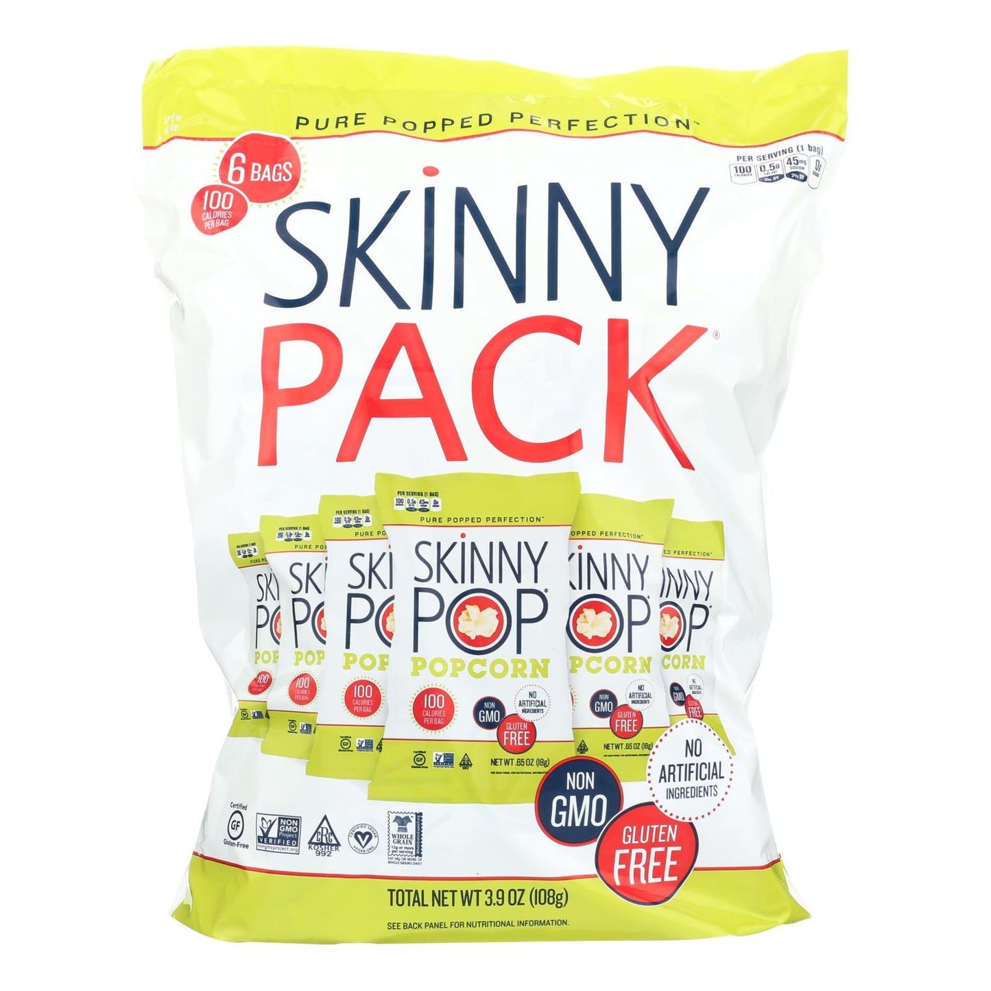 Bolsas de palomitas de maíz Skinnypop de 100 calorías - Caja de 10 - 0,65 oz.