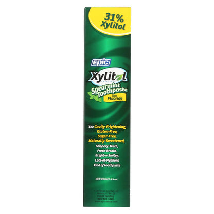 Pasta de dientes Epic Dental con xilitol y flúor, menta verde, 4,9 oz