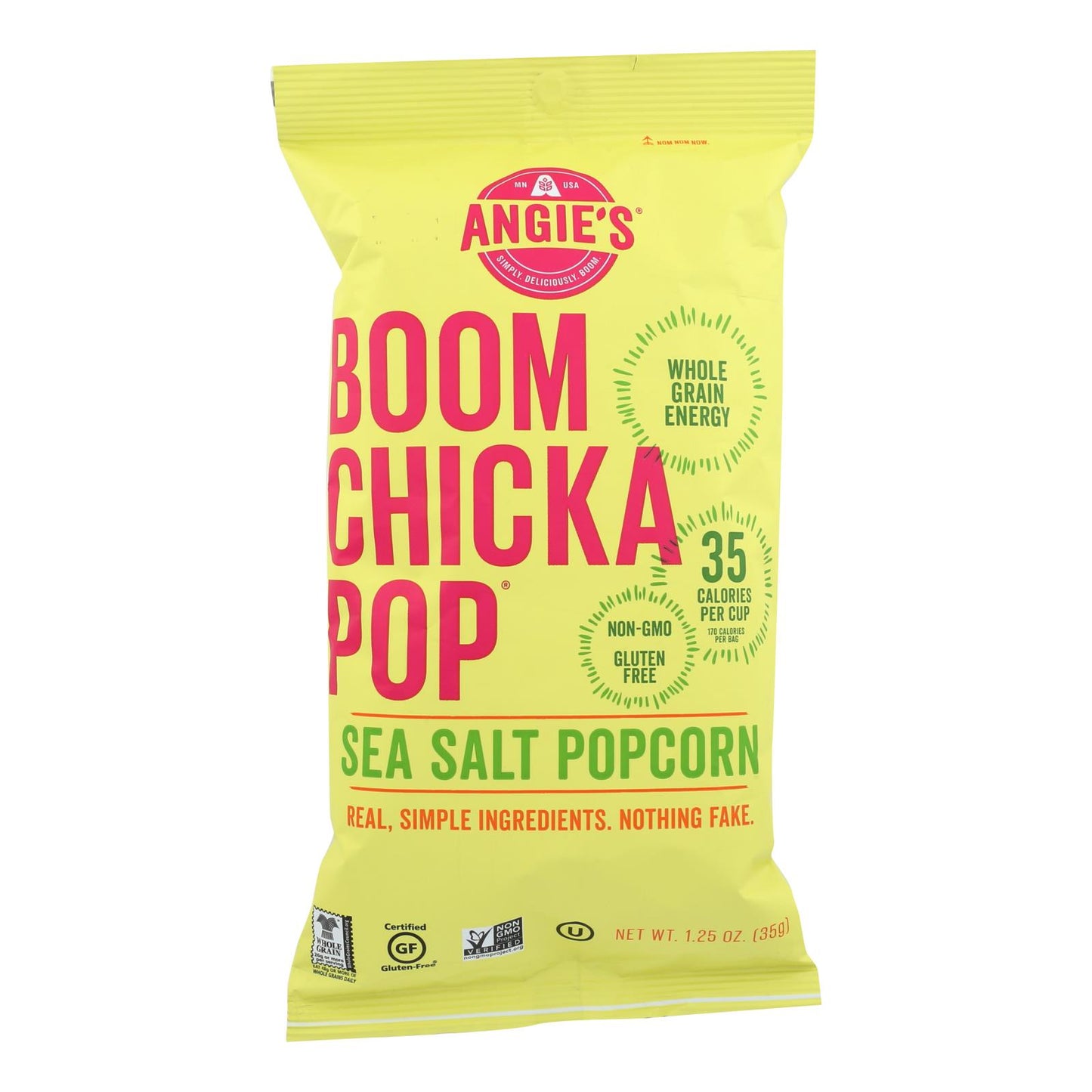 Palomitas de maíz con sal marina Boom Chicka Pop de Angie's Kettle Corn - Caja de 12 - 1,25 oz.