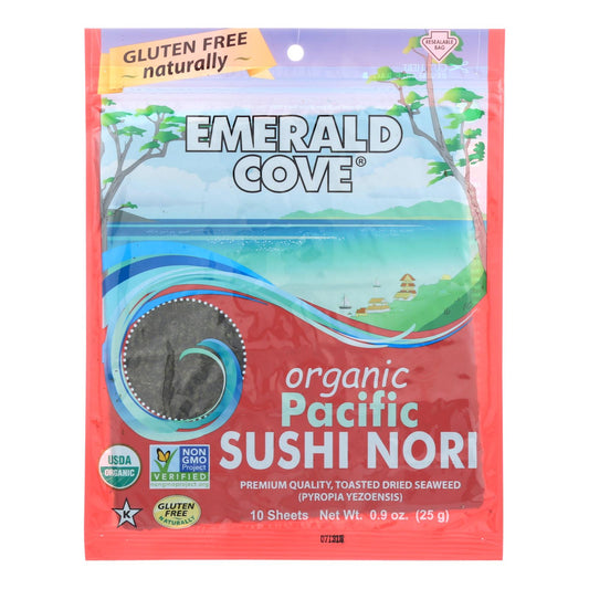 Emerald Cove Organic Pacific Sushi Nori - Toasted - Silver Grade - 10 Sheets - Case Of 6