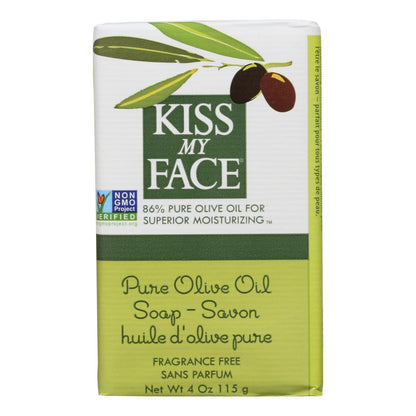 Jabón en barra Kiss My Face con aceite de oliva puro y sin fragancia, 4 oz