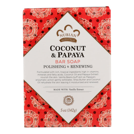 Nubian Heritage Bar Soap Coconut And Papaya With Vanilla Beans - 5 Oz