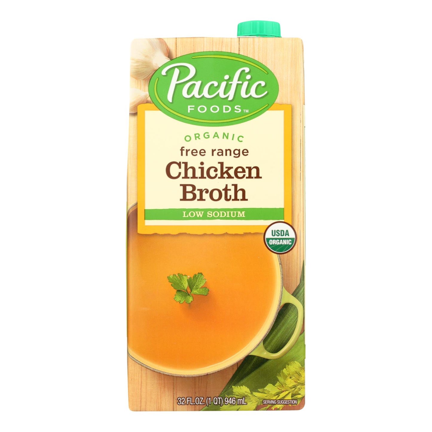 Caldo de pollo de corral de Pacific Natural Foods, bajo en sodio, caja de 12, 32 onzas líquidas.